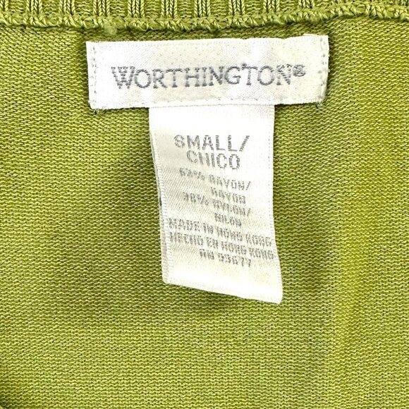 Worthington Chartreuse Tie Front Cardigan Top - Picture 6 of 8